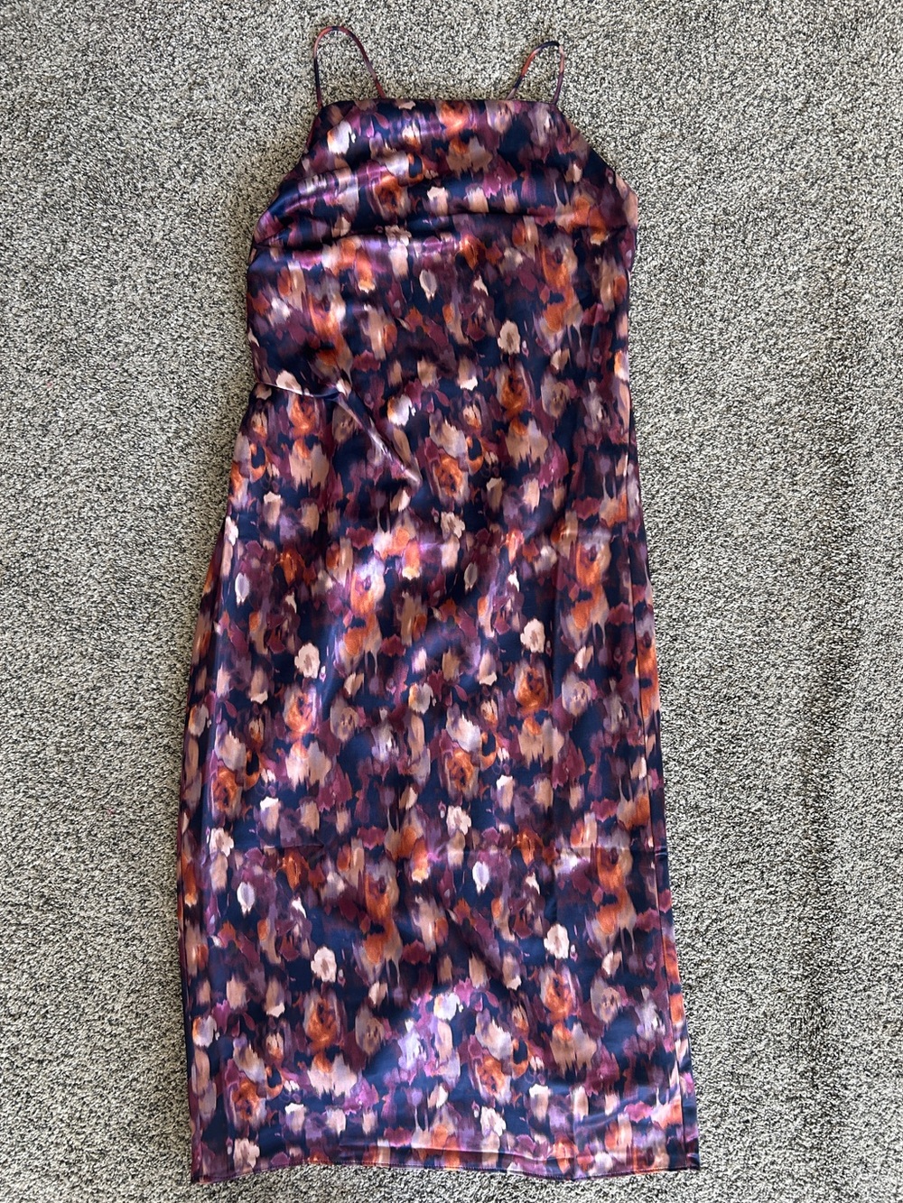 Jason Wu NWT Satin Watercolor Floral Midi Dress, Eggplant Purple, Size Medium - Picture 6 of 11
